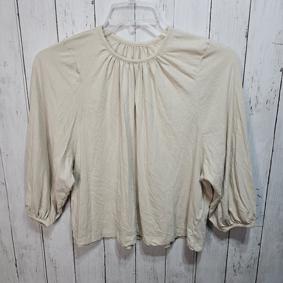 Everlane Tops - EVERLANE Women's The Air Poet Tee 3/4 Balloon Sleeve Knit Top Blush Size Medium.